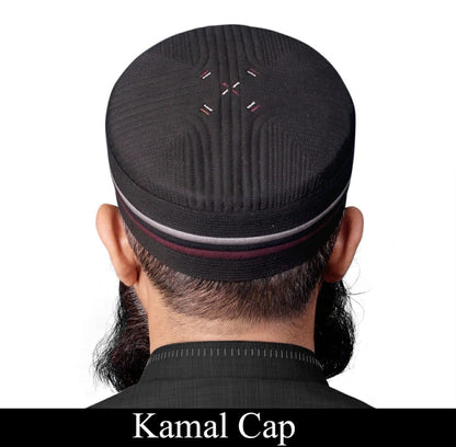 Black Kamal Kufi Royal Traditional Islamic Prayer Cap