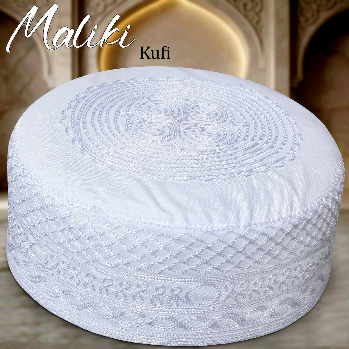 Maliki Kufi – Premium Embroidered Islamic Prayer Cap for Men