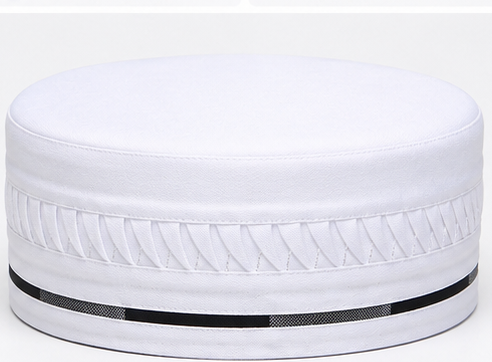 White Matloob Kufi Classic Muslim Namaz Topi