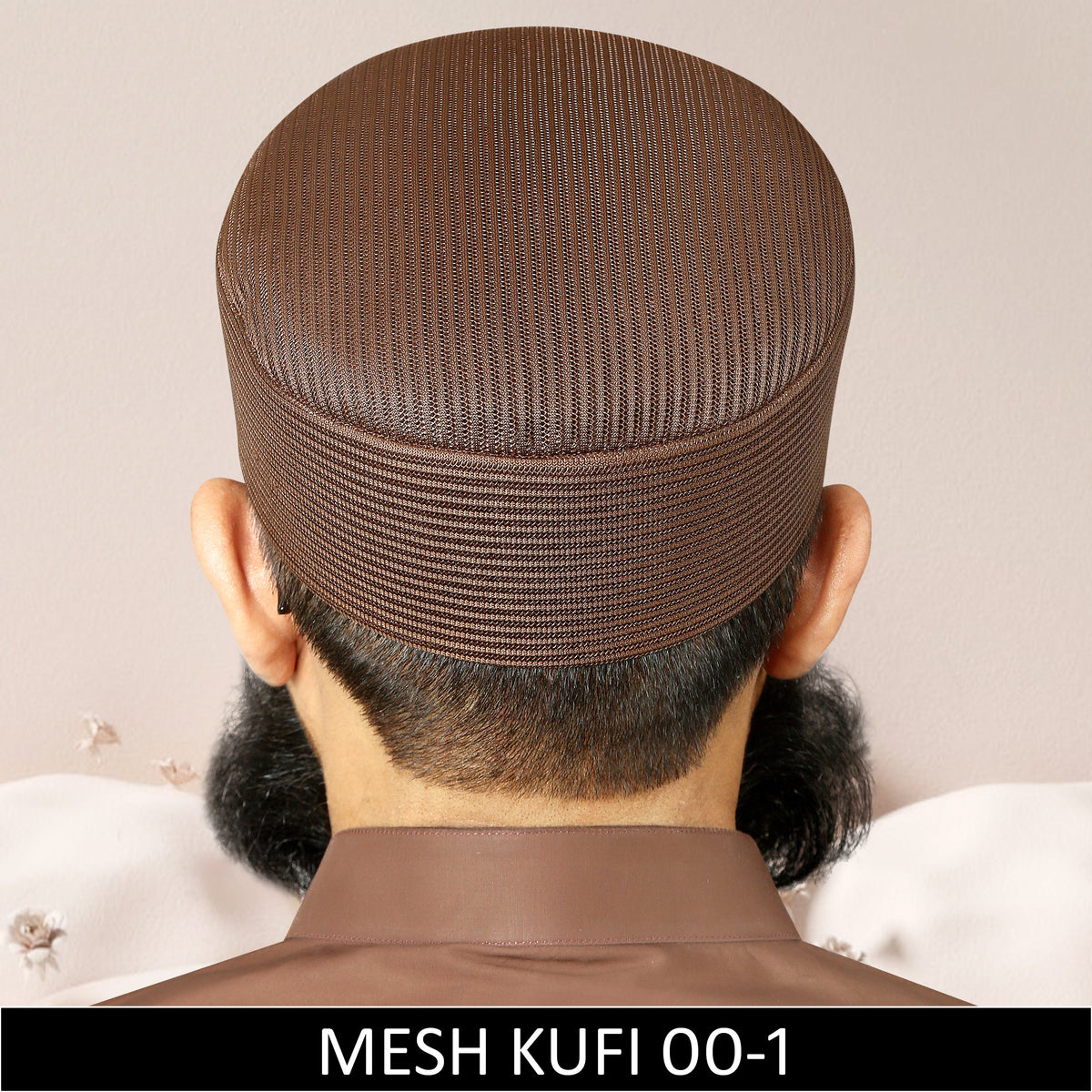 Brown Mesh Fabric Kufi, Premium Prayer Koofi For Namaz Summer Cap