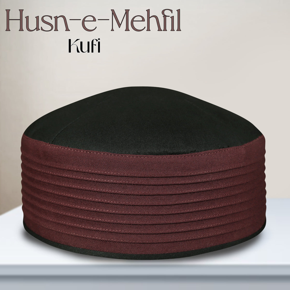 Maroon & Black Husn-e-Mehfil Premium Islamic Skull Cap