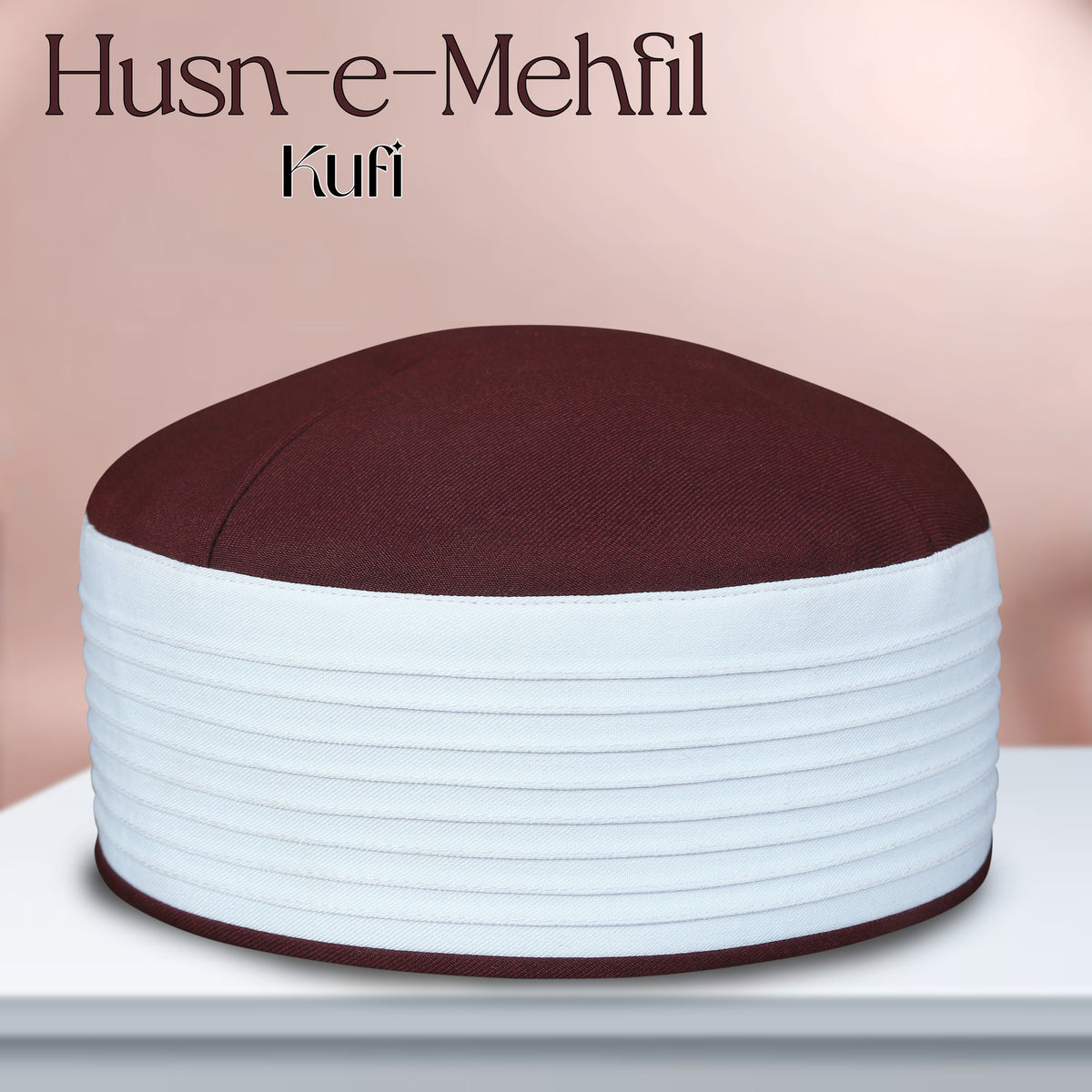 Maroon & White Husn-e-Mehfil Stylish Muslim Namaz Topi