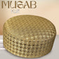 Golden Musab Hard Kufi with Elegant Geometric Embroidery