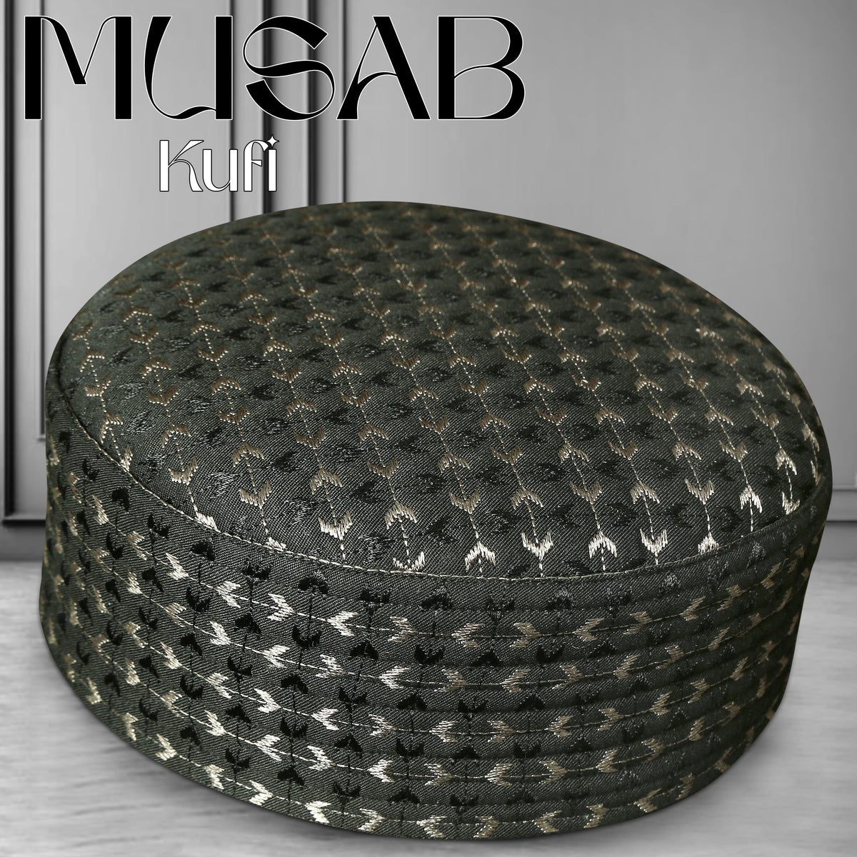 Black Musab Hard Kufi Structured Muslim Prayer Hat