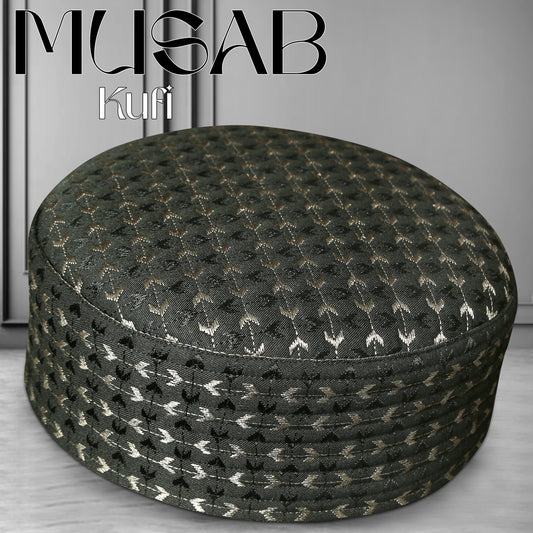 Black Musab Hard Kufi Structured Muslim Prayer Hat
