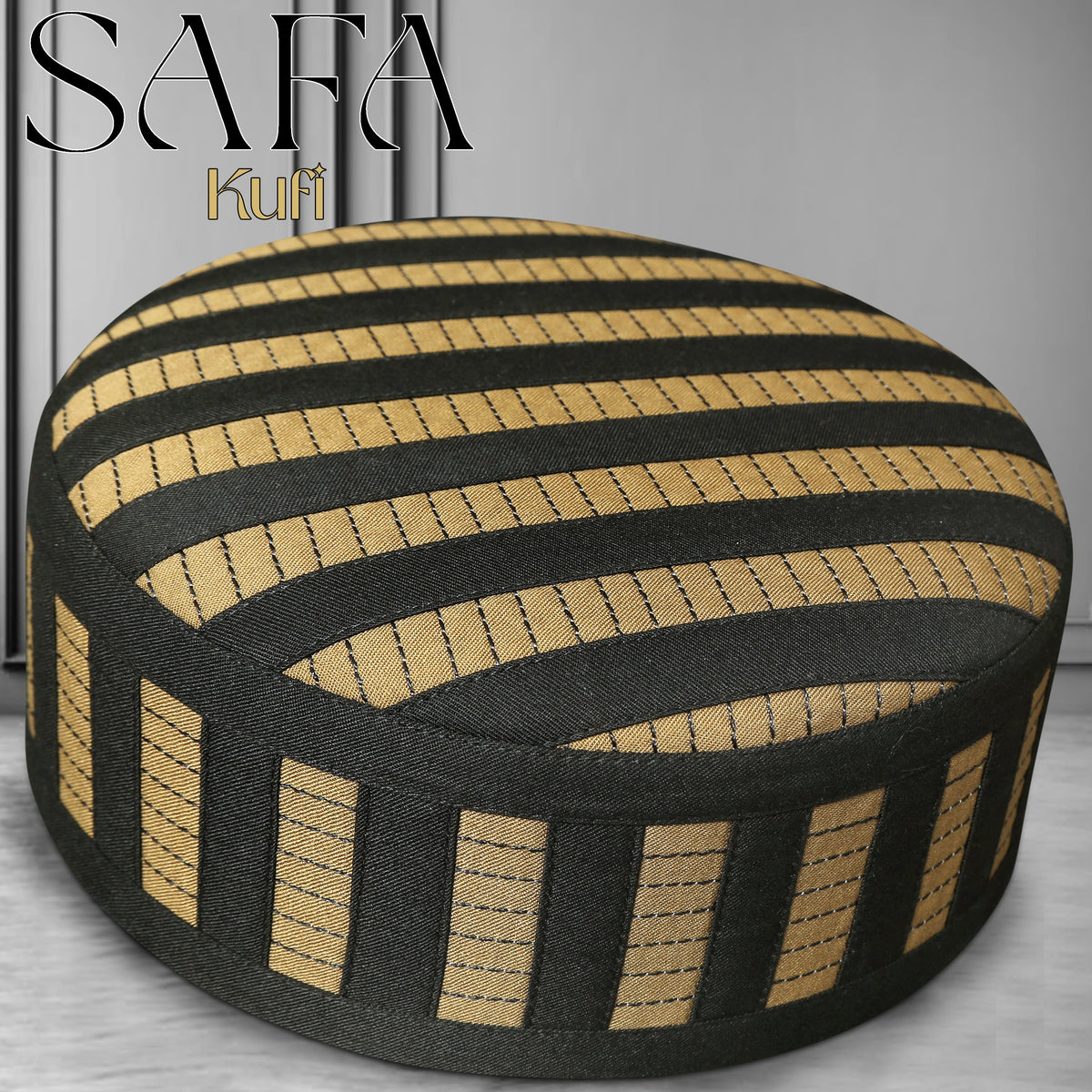 Black Safa Kufi Premium Islamic Prayer Cap for Men