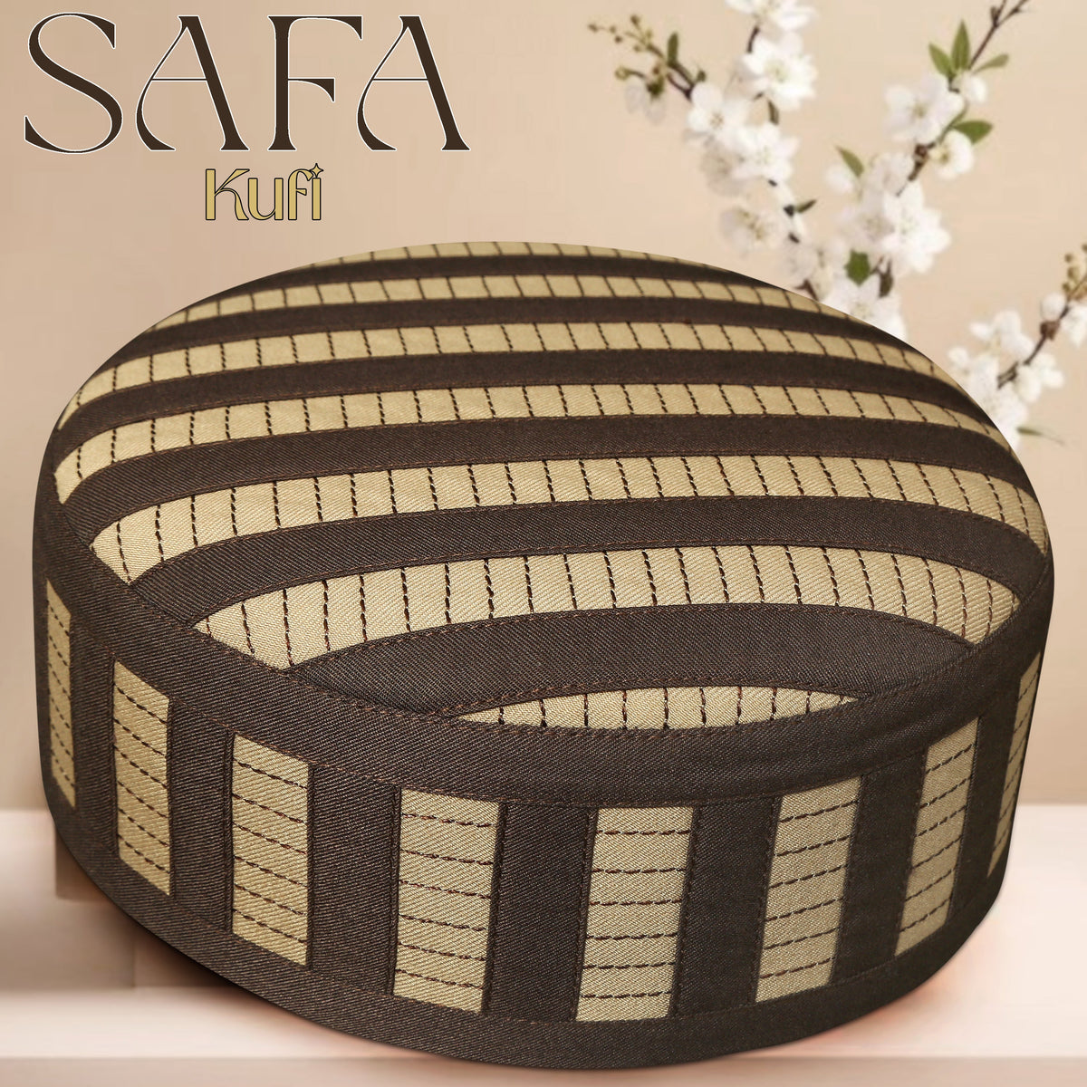 Brown Safa Kufi Traditional Muslim Namaz Topi