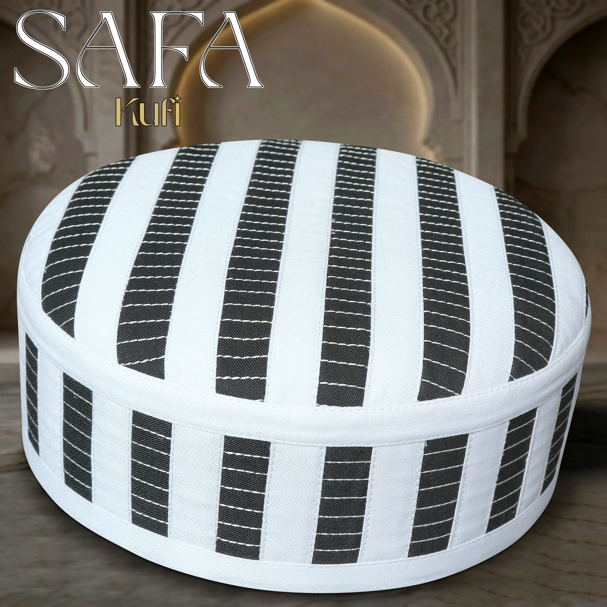 White Safa Kufi Classic Muslim Skull Cap
