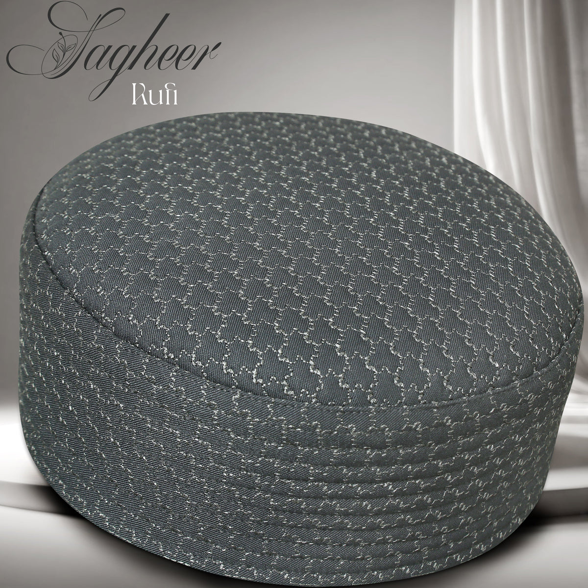 Sagheer Kufi Premium Polyester Cotton Islamic Prayer Cap Grey