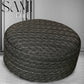 Black Sami Hard Kufi with Elegant Leaf Embroidery