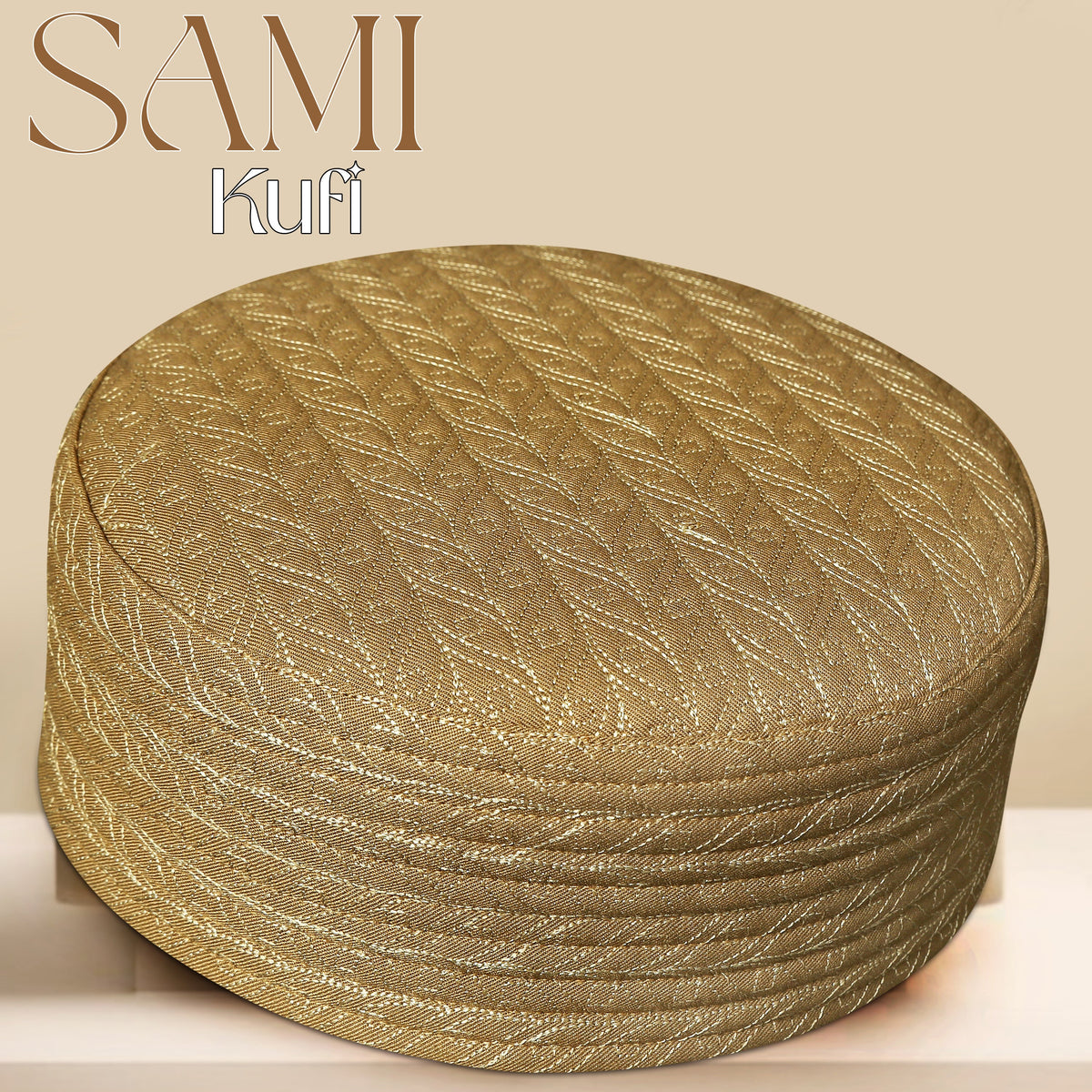 Golden Sami Hard Kufi Premium Islamic Namaz Topi