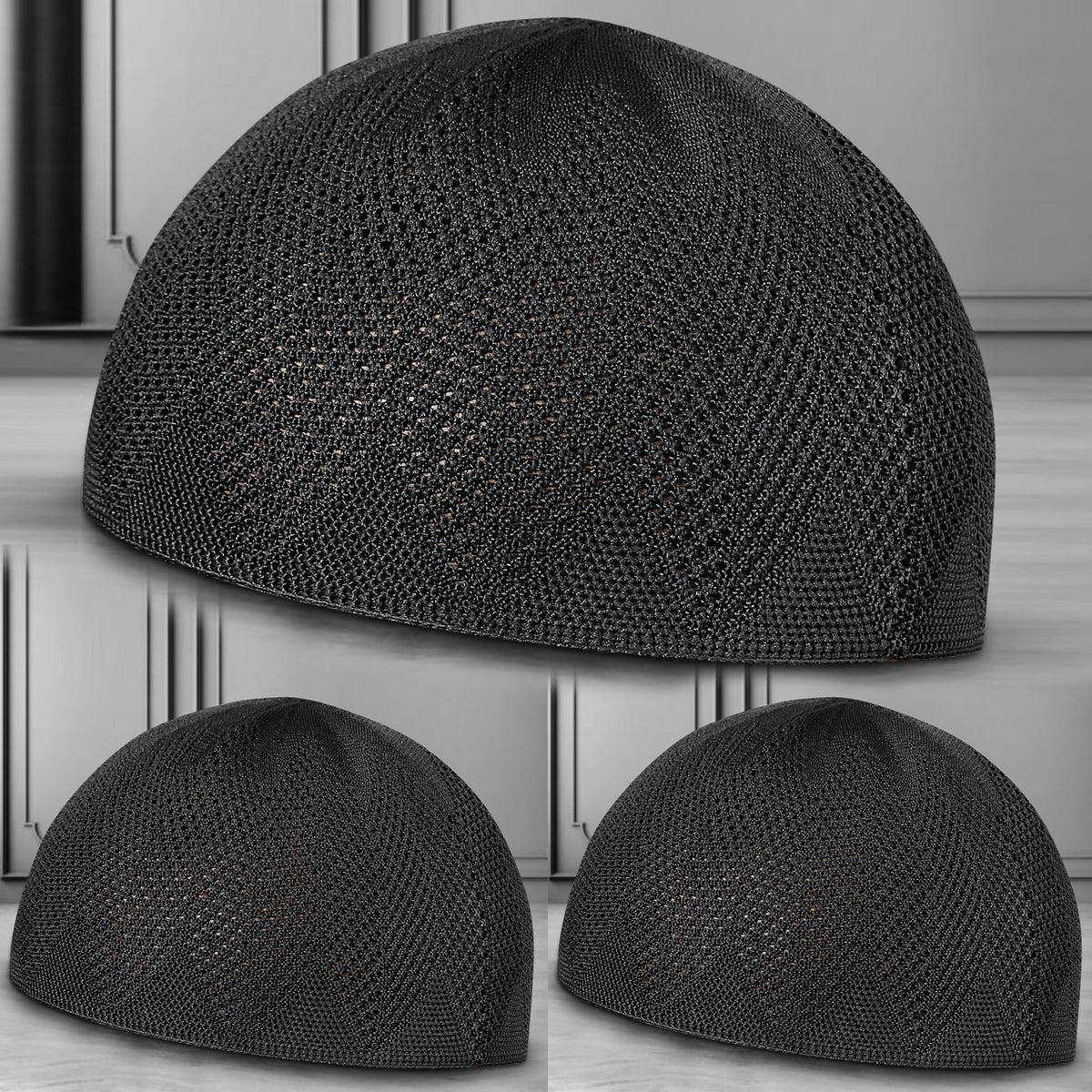 Turkey Knitted Kufi Cap (Pack of 3) – Premium Lightweight Turkish Style Islamic Cap