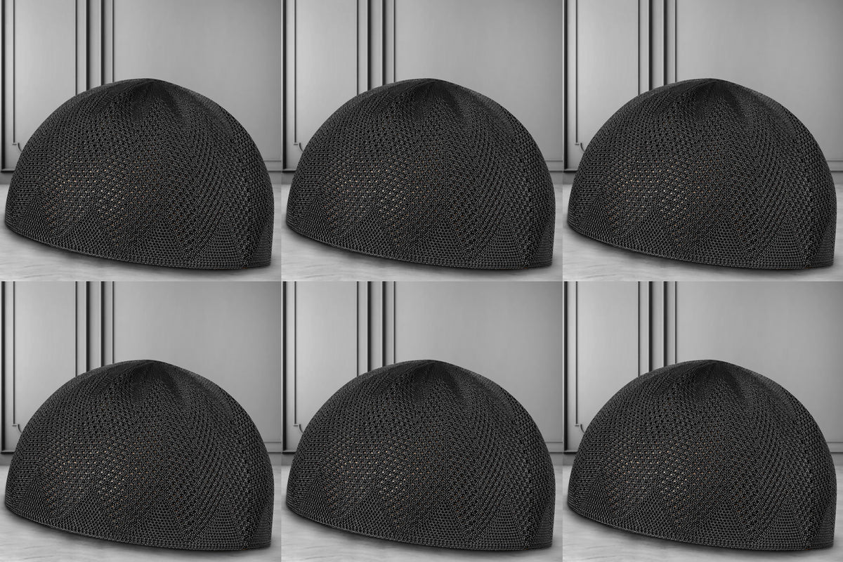 Turkey Knitted Kufi Cap (Pack of 6) – Premium Lightweight Turkish Style Islamic Cap