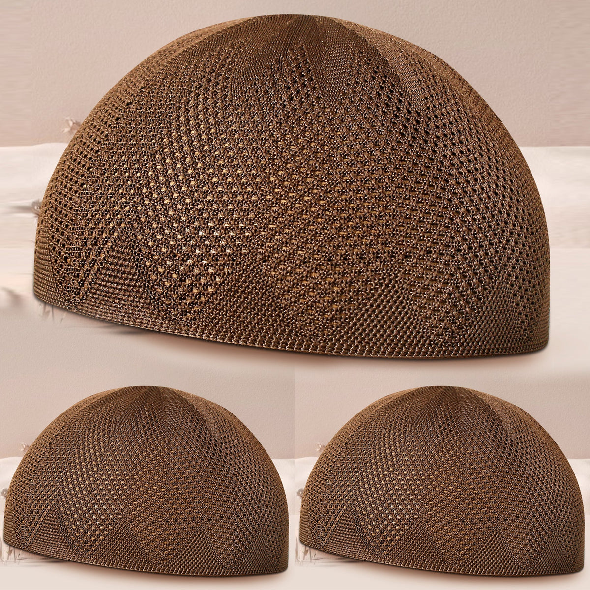 Turkey Knitted Kufi Cap (Pack of 3) – Premium Lightweight Turkish Style Islamic Cap