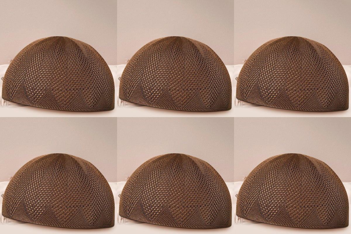 Turkey Knitted Kufi Cap (Pack of 6) – Premium Lightweight Turkish Style Islamic Cap