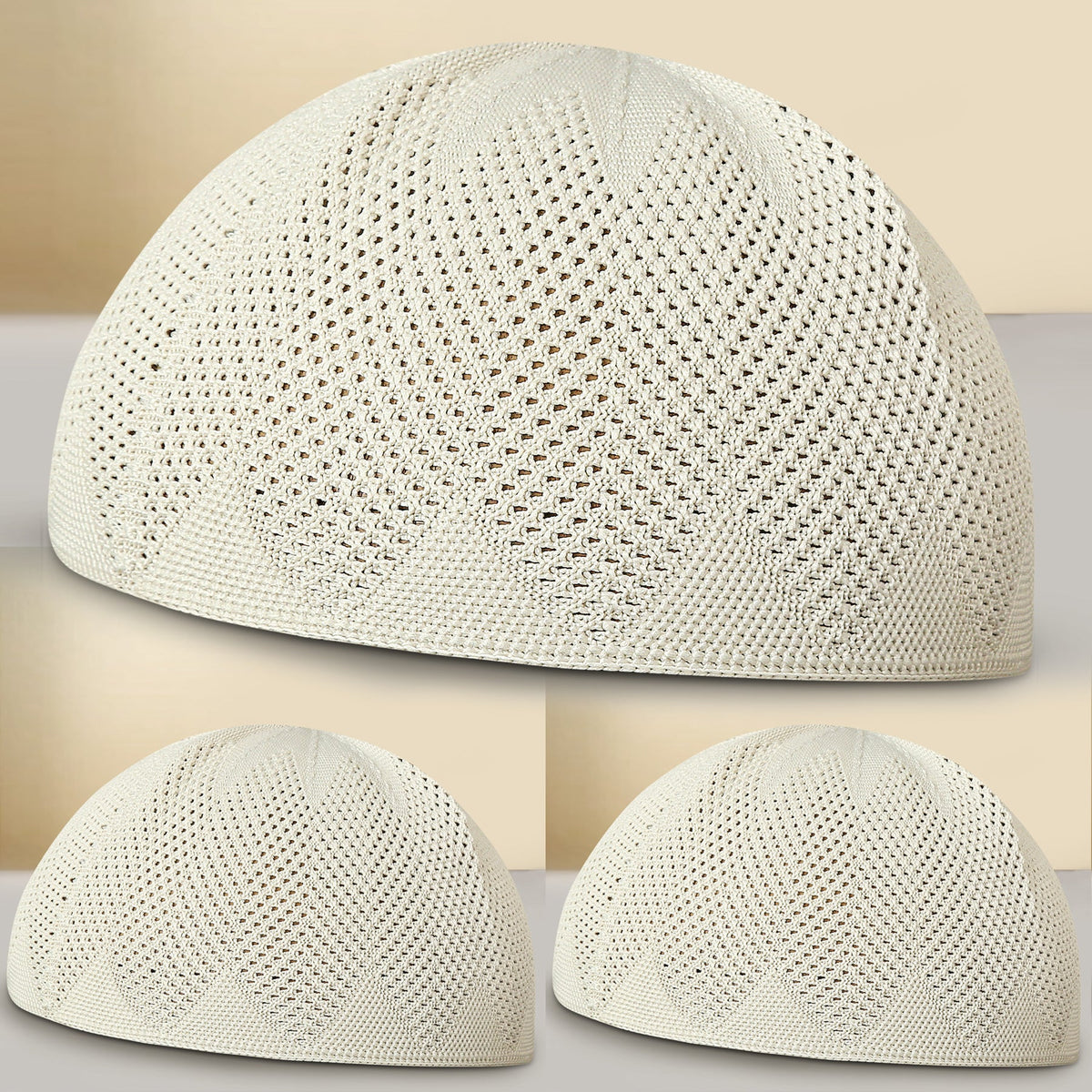 Turkey Knitted Kufi Cap (Pack of 3) – Premium Lightweight Turkish Style Islamic Cap