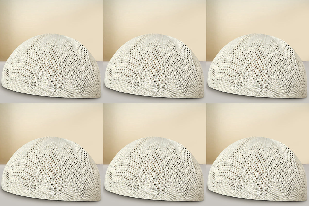 Turkey Knitted Kufi Cap (Pack of 6) – Premium Lightweight Turkish Style Islamic Cap