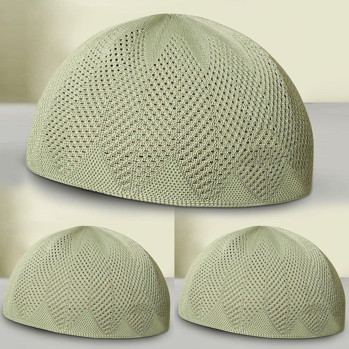 Turkey Knitted Kufi Cap (Pack of 3) – Premium Lightweight Turkish Style Islamic Cap