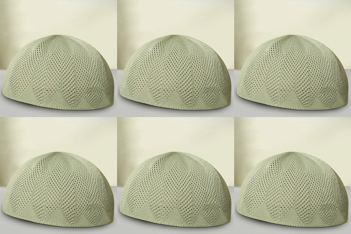 Turkey Knitted Kufi Cap (Pack of 6) – Premium Lightweight Turkish Style Islamic Cap