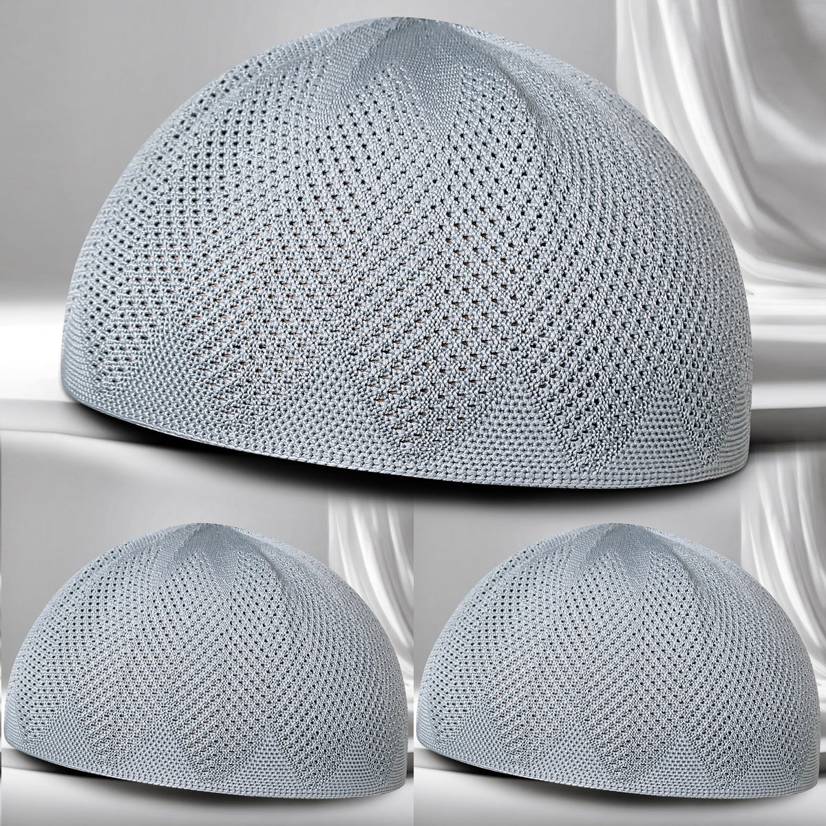 Turkey Knitted Kufi Cap (Pack of 3) – Premium Lightweight Turkish Style Islamic Cap