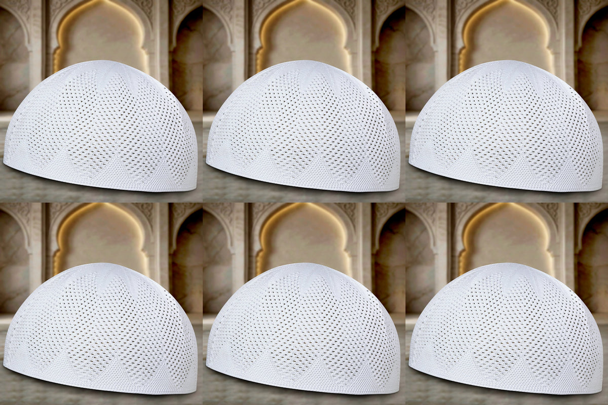 Turkey Knitted Kufi Cap (Pack of 6) – Premium Lightweight Turkish Style Islamic Cap