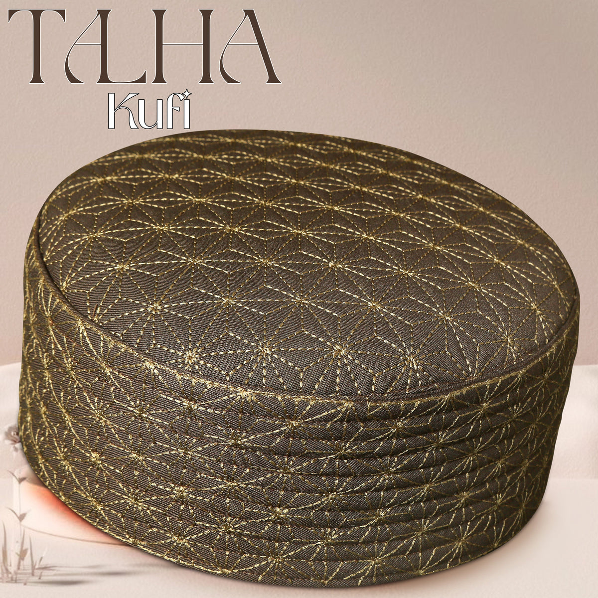 Brown Talha Hard Kufi Traditional Muslim Prayer Hat