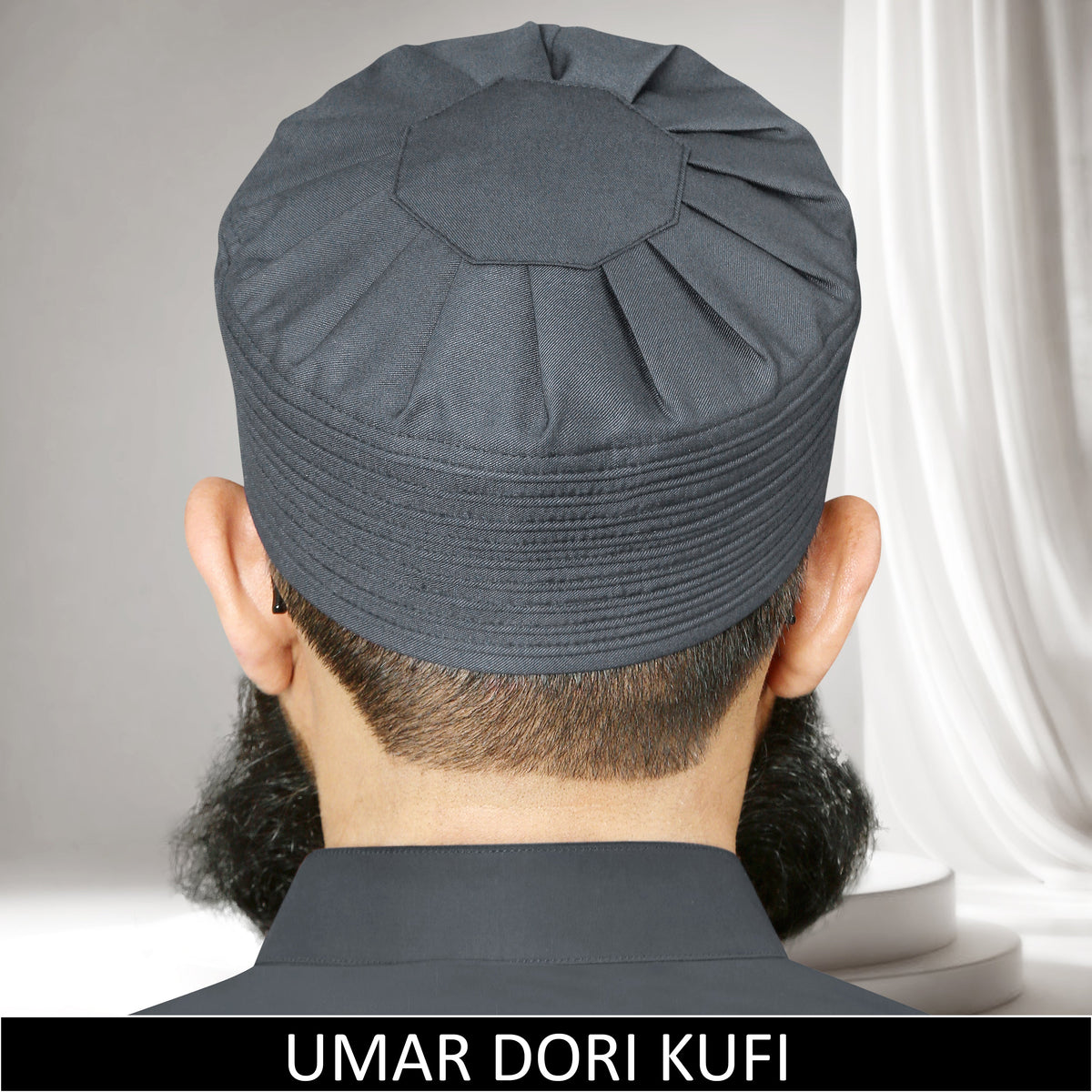 Umar Dori Kufi Cap Premium Islamic Prayer Cap for Men Gray Namaz Topi