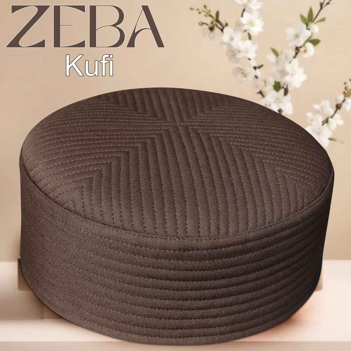 Brown Zeba Hard Kufi Traditional Islamic Namaz Topi