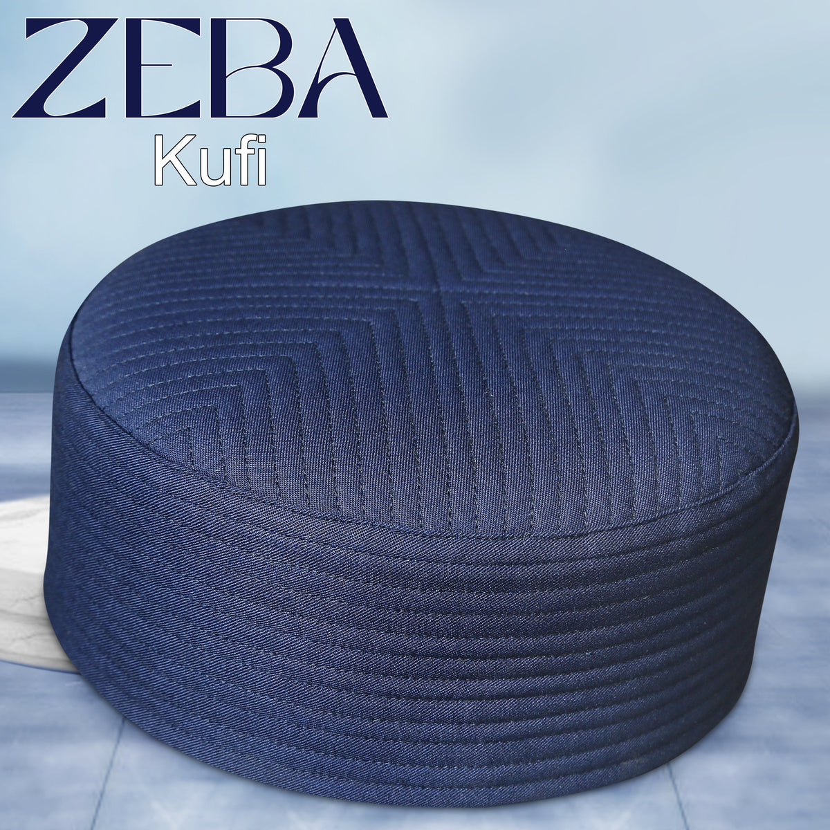 Navy Zeba Hard Kufi Classic Muslim Prayer Hat