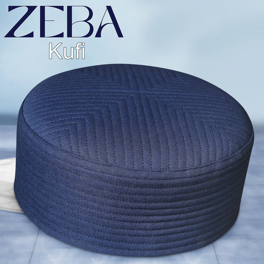 Navy Zeba Hard Kufi Classic Muslim Prayer Hat