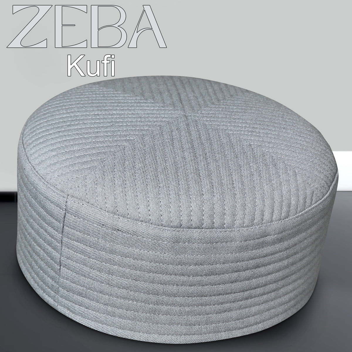 Silver Zeba Hard Kufi Modern Embroidered Muslim Cap