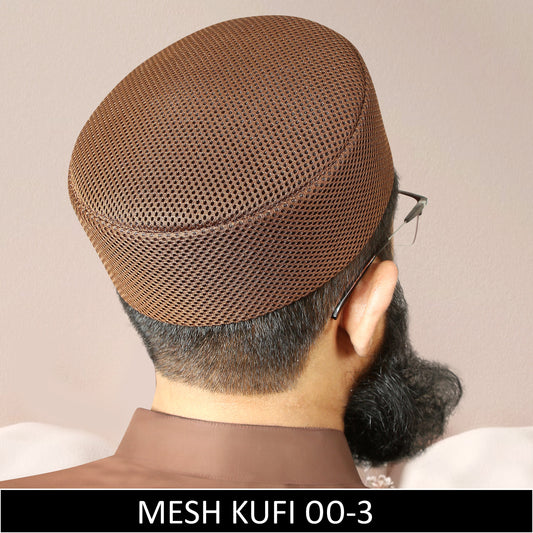 Buy Brown Mesh Kufi 00-3 Online in Pakistan Premium Islamic Prayer Cap for Men